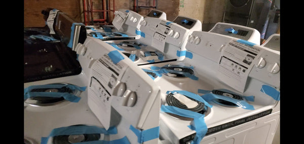 Ge scratch and dent ranges and washers and dryers recently available in our wholesale program.